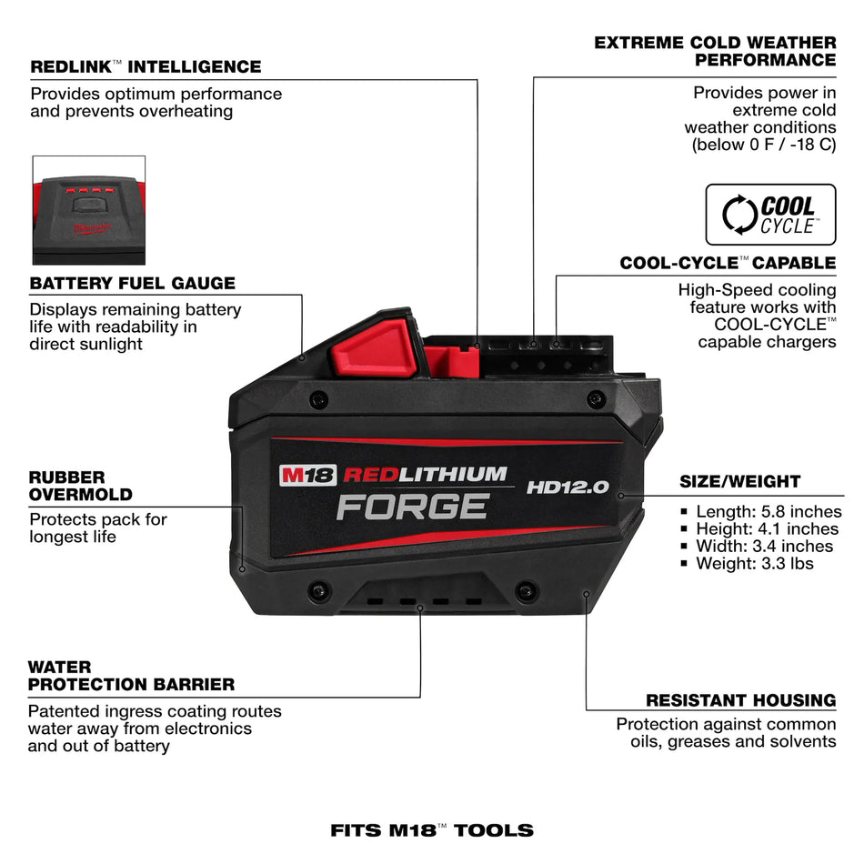 BATERIA MILWAUKEE M18 12 AMP FORGE 48-11-1813
