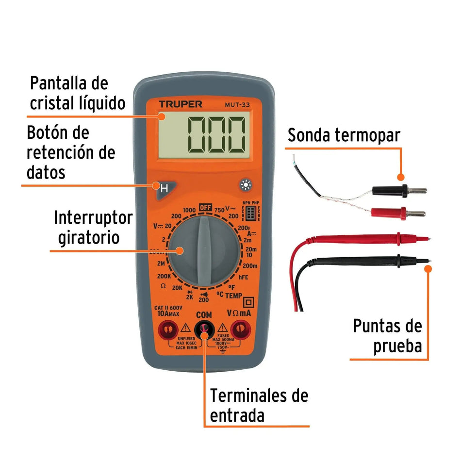 MULTIMETRO DIGITAL MUT-33 TRUPER