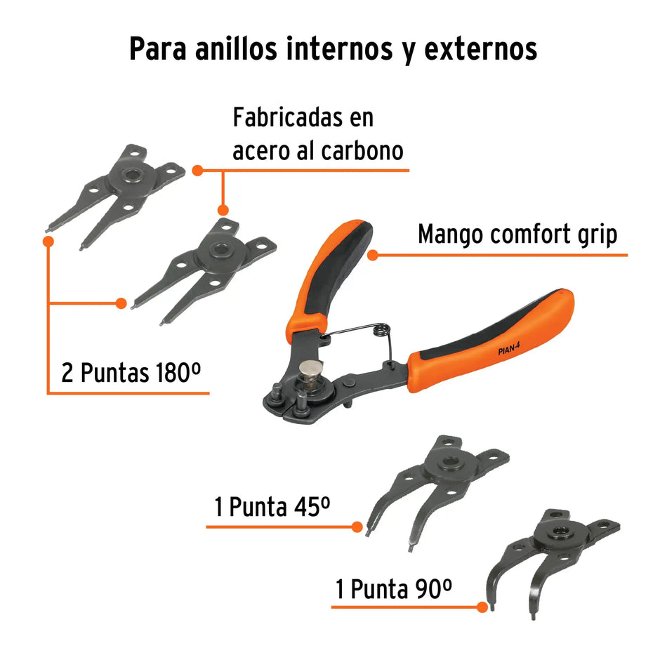 JUEGO ALICATES SEGUROS SEEGERS PIAN-4 TRUPER 17355