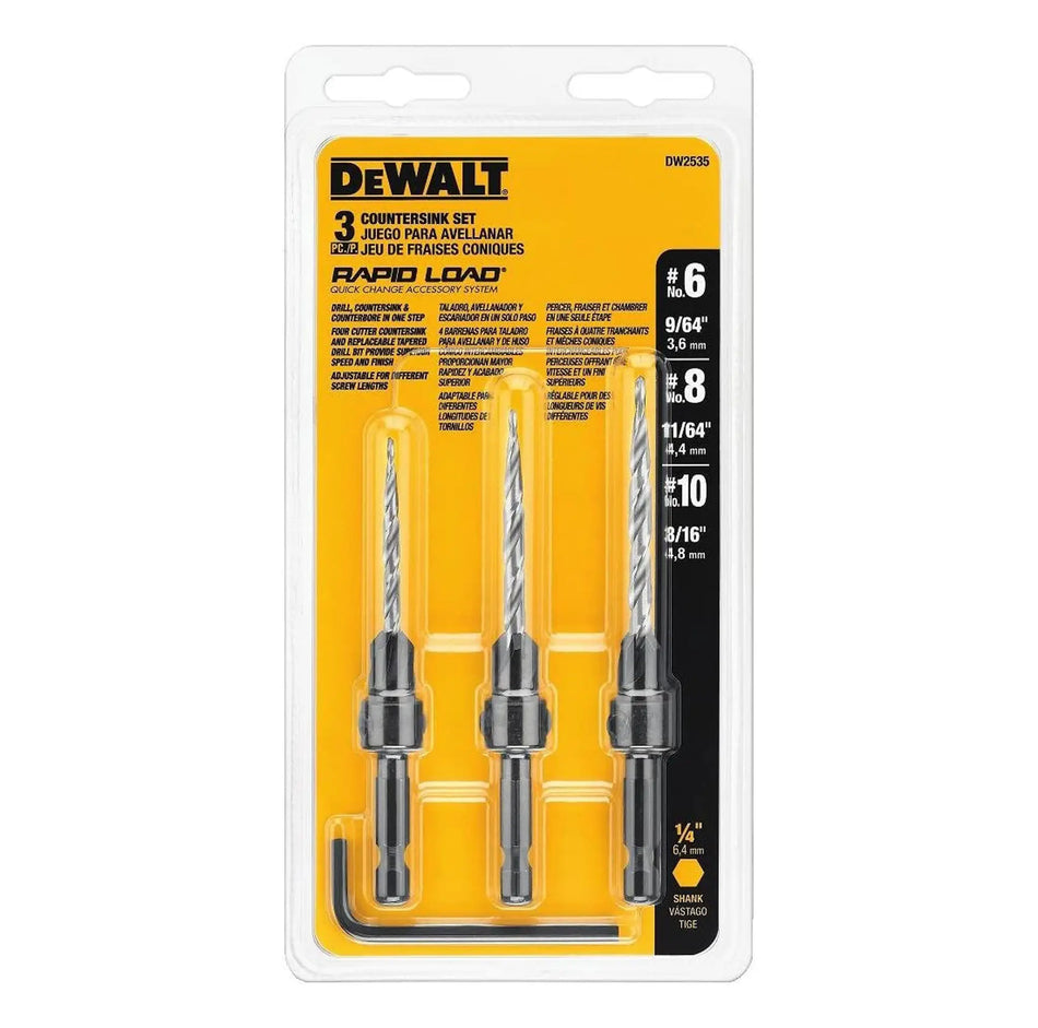 SET AVELLANADORES MADERA 3PZ 1/4 DW2535 DEWALT