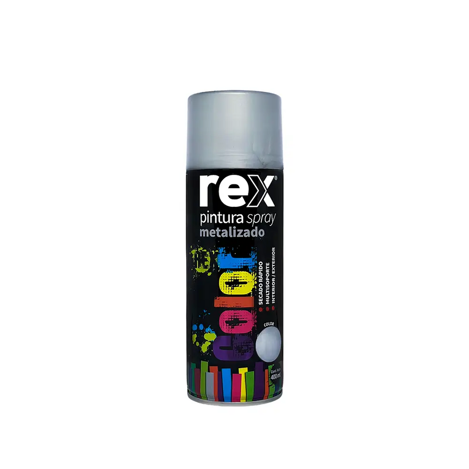 PINTURA SPRAY 400 ML METALIZADA PLATA REX