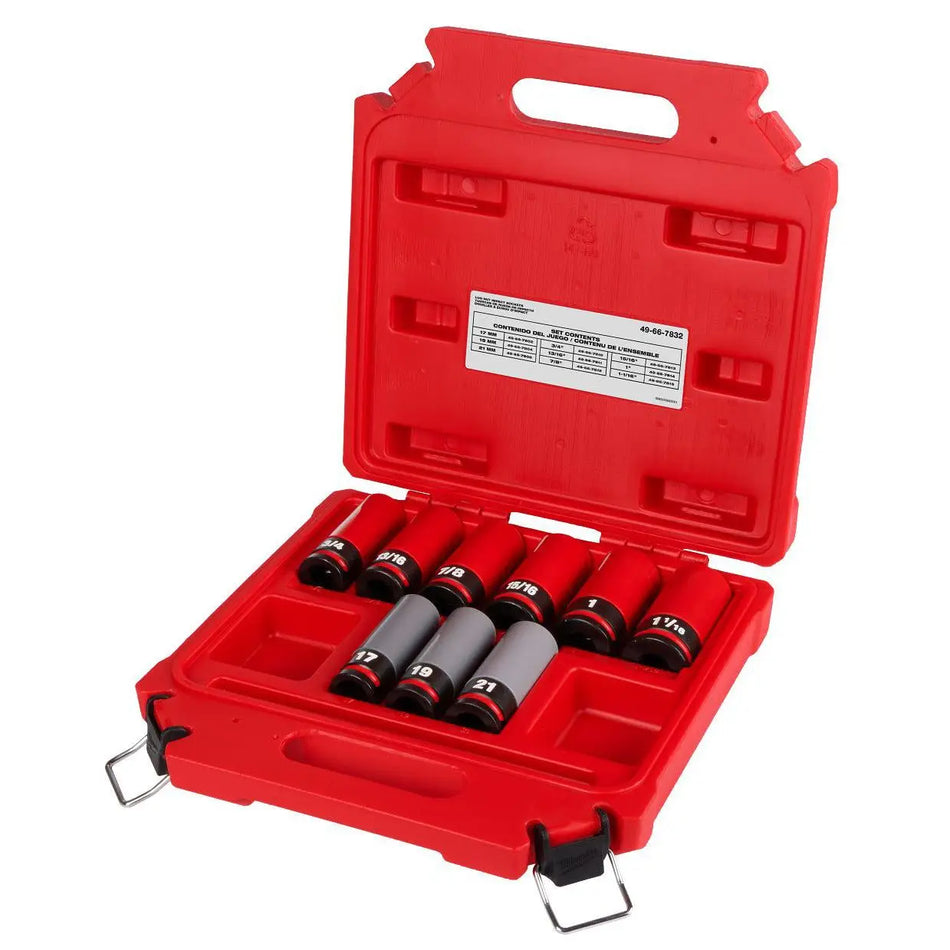 JUEGO DADOS ENC 1/2  9PZ LARGOS IMPACTO MM/PULG 49-66-7832 MILWAUKEE