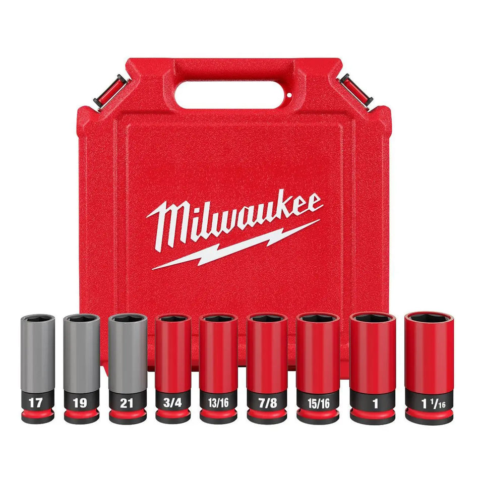 JUEGO DADOS ENC 1/2  9PZ LARGOS IMPACTO MM/PULG 49-66-7832 MILWAUKEE