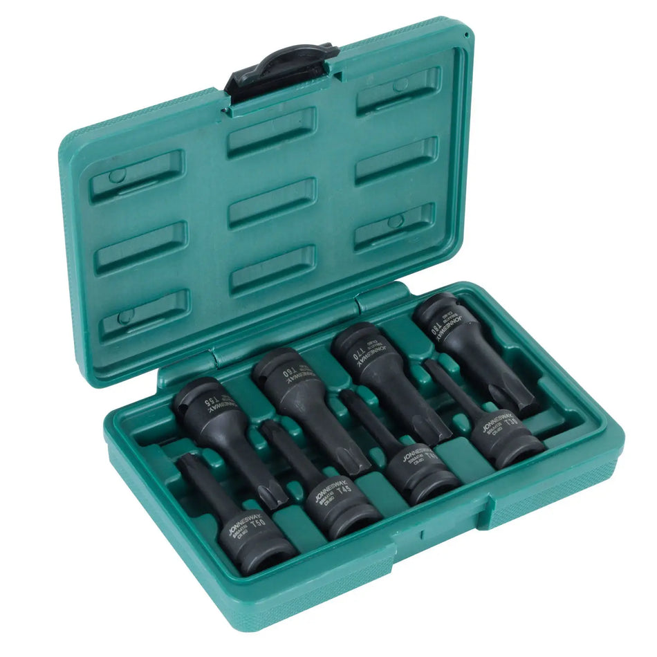 JUEGO DADOS ENC 1/2  9PZ TORX LARGOS IMPACTO T30-T80 JONNESWAY S06A408S