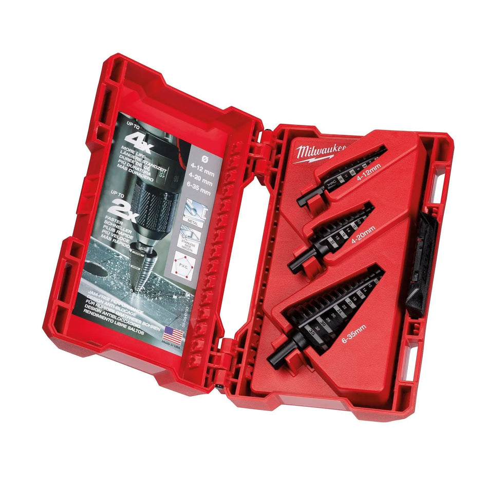 JUEGO BROCAS ESCALONADAS EN MM 3 PZ MILWAUKEE 48-89-9399