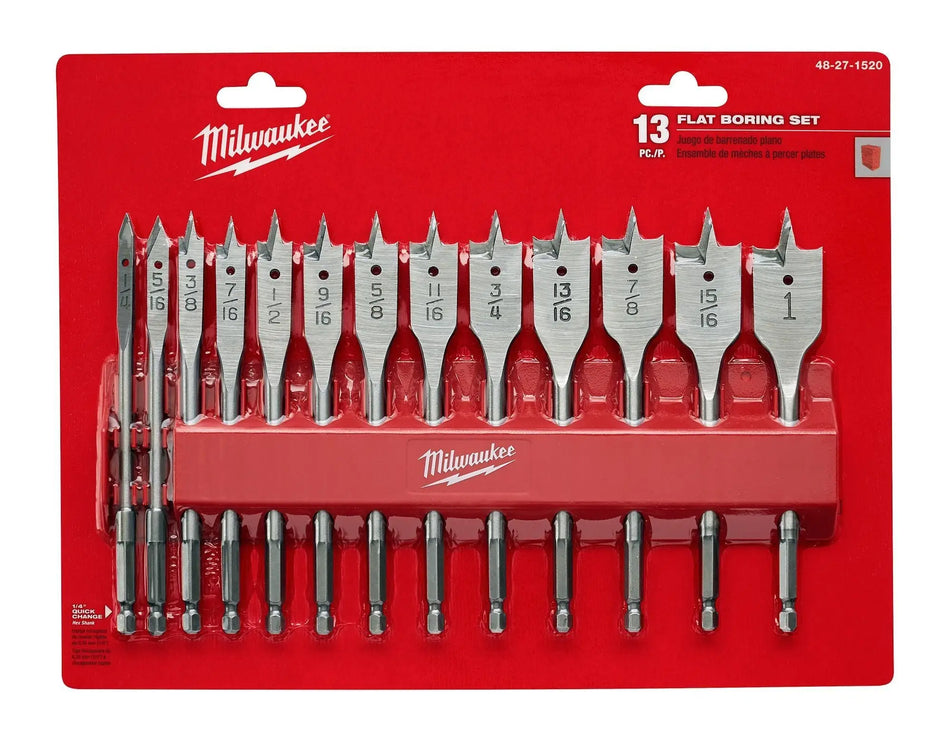 JUEGO BROCAS PALETA 1/4-1 PULG 13 PZ PULG MILWAUKEE 48-27-1520