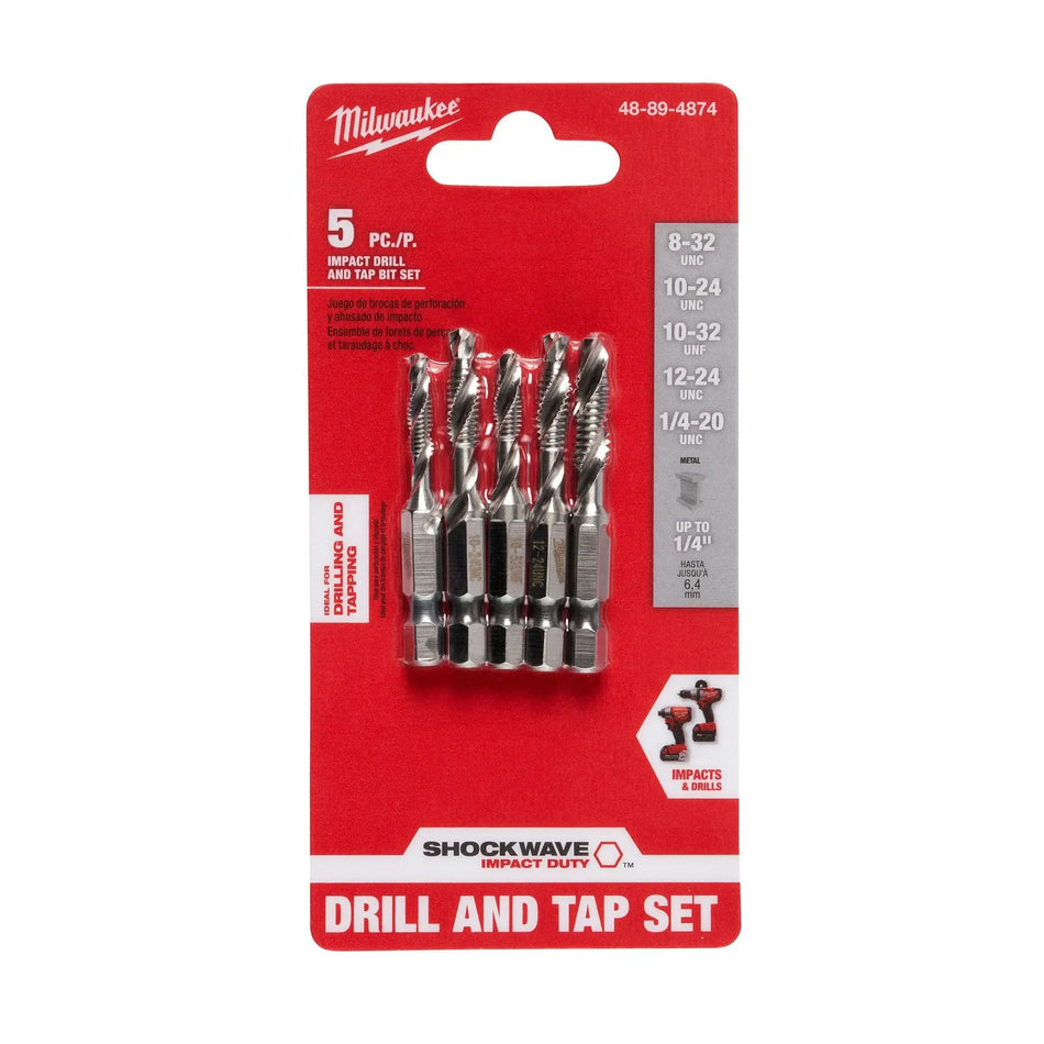 JUEGO MACHOS P/TALADRO PULG 5 PZ MILWAUKEE 48-89-4874