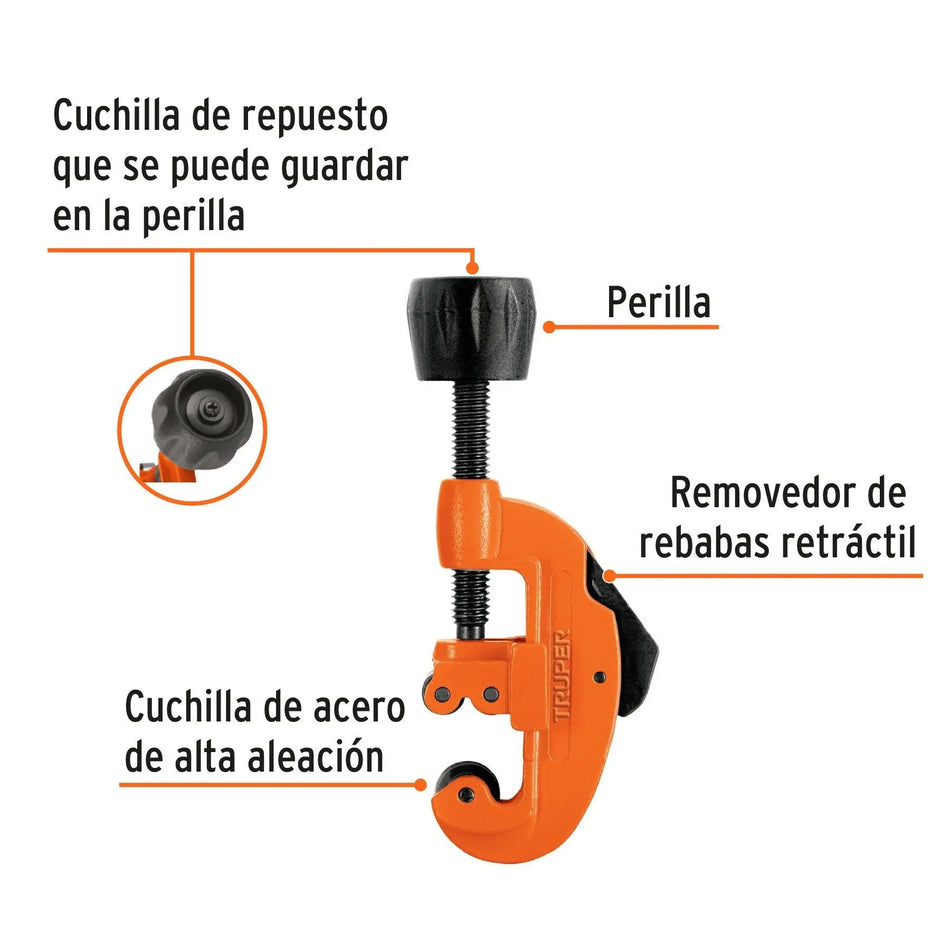 CORTADOR DE TUBO 1/8 A 1.1/8 TRUPER COT-30 12853