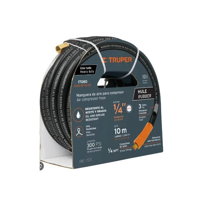 MANGUERA AIRE 1/4 C/ACOPLES 300 PSI 15 MTS TRUP. 17081