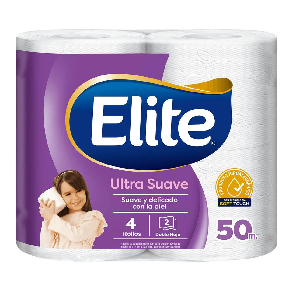 PAPEL HIGIENICO 50 MTS 4 ROLLOS ELITE