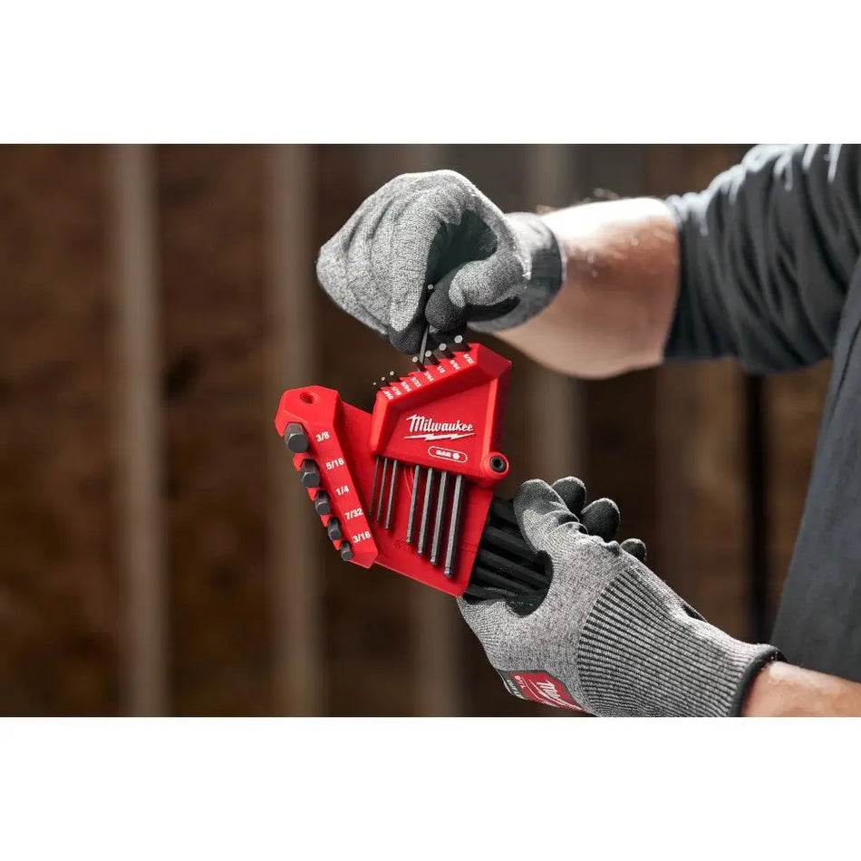 JUEGO LLAVES ALLEN .050" - 3/8 13 PZ MILWAUKEE 48-22-2185