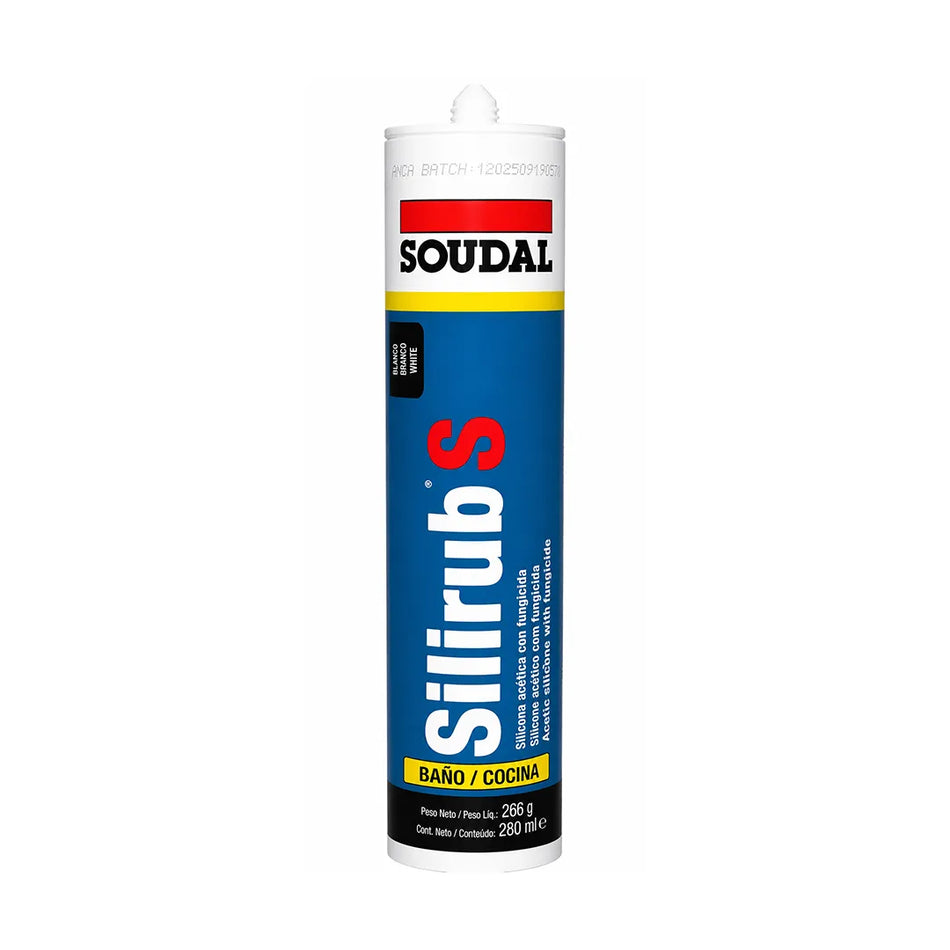 SILICONA ACETICA BLANCA 300 ML C/FUNG 121272/480 SOUDAL