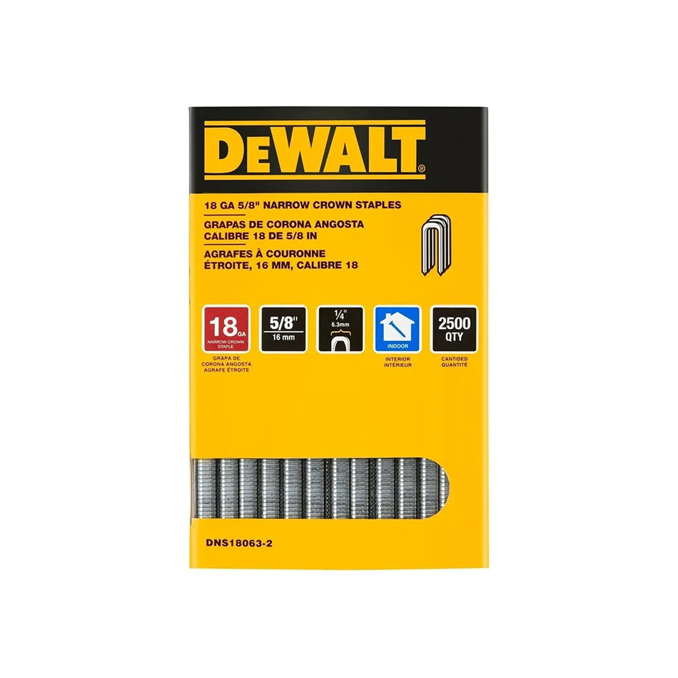 DEWALT 5/8" x 1/4" NARROW CROWN STAPLES 2500 CT