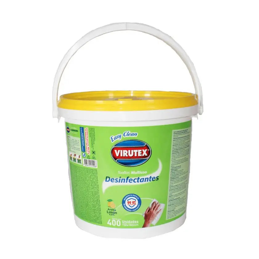 TOALLA DESINFECTANTE VIRUTEX 400 UNID BALDE LIMON