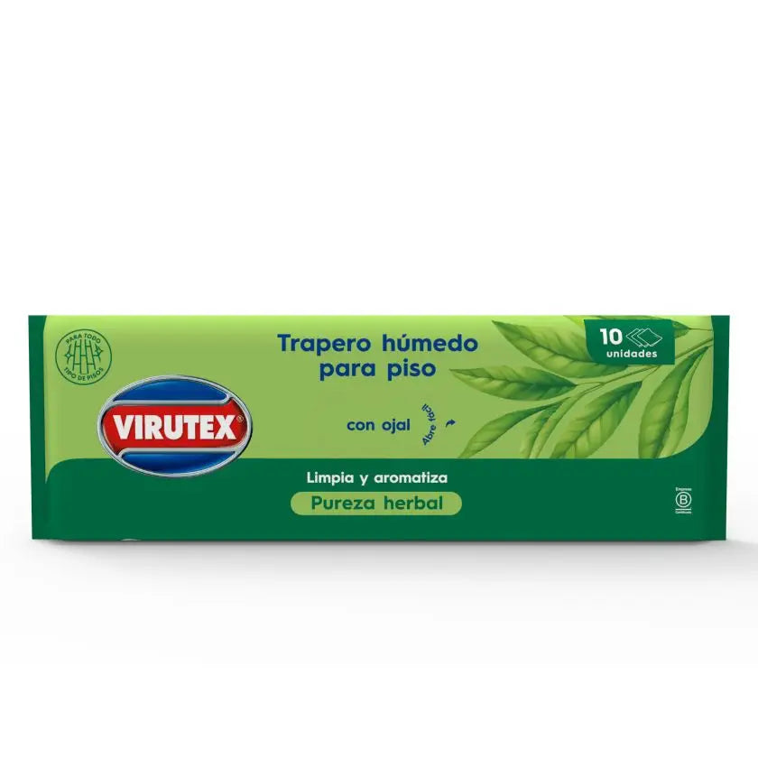 TRAPERO HUMEDO PISO PUREZA HERBAL 10 UNID VIRUTEX 1102354