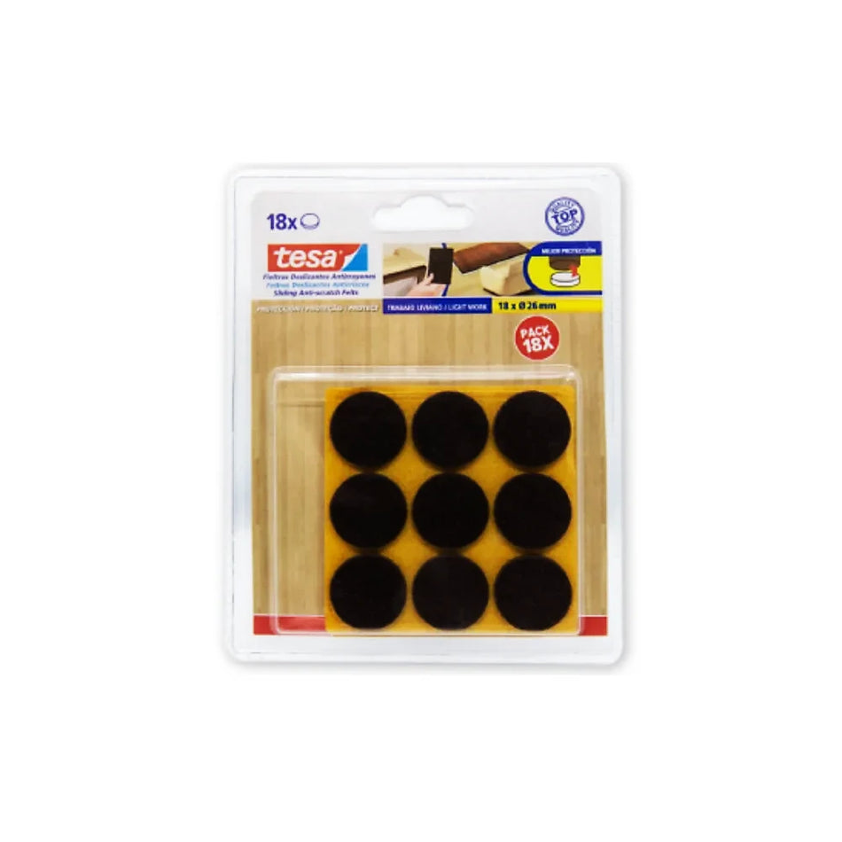 PROTECTOR ANTIRAYAS PATAS MUEBLES CAFE 26MM X 18 UND 57892 TESA