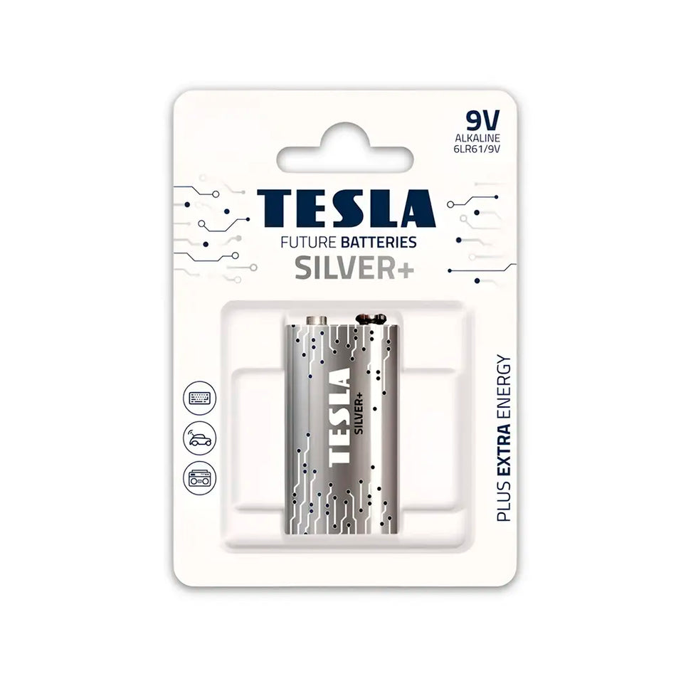 BATERIA ALCALINA 9V TESLA SILVER X UNID