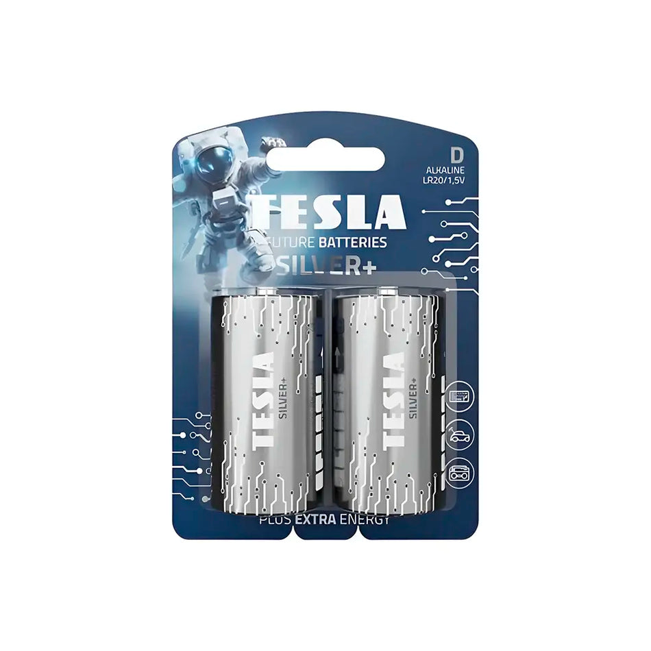 PILA ALCALINA TESLA SILVER D BLISTER 2 UNID