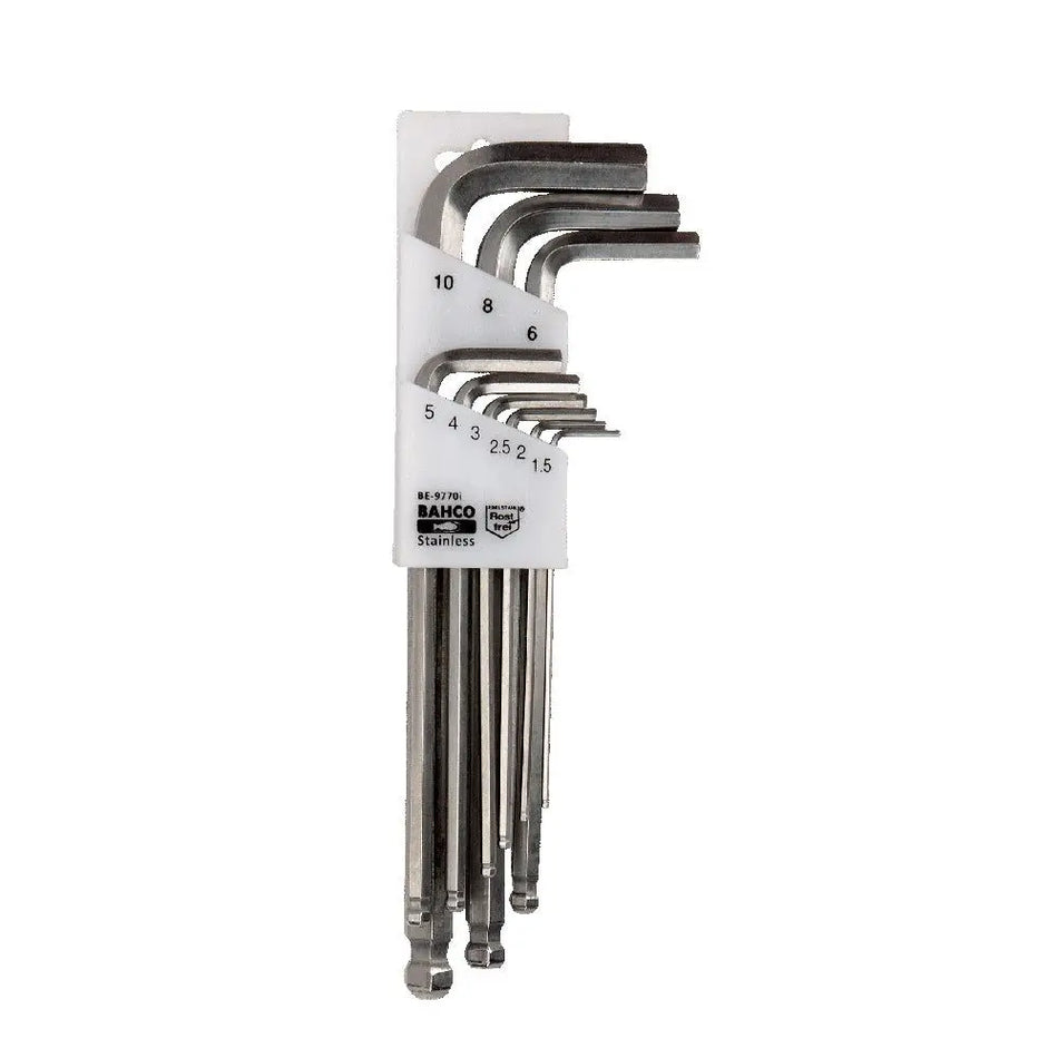 JUEGO LLAVES ALLEN 1.5 - 10 MM INOX 9 PZ BAHCO BE-9770I