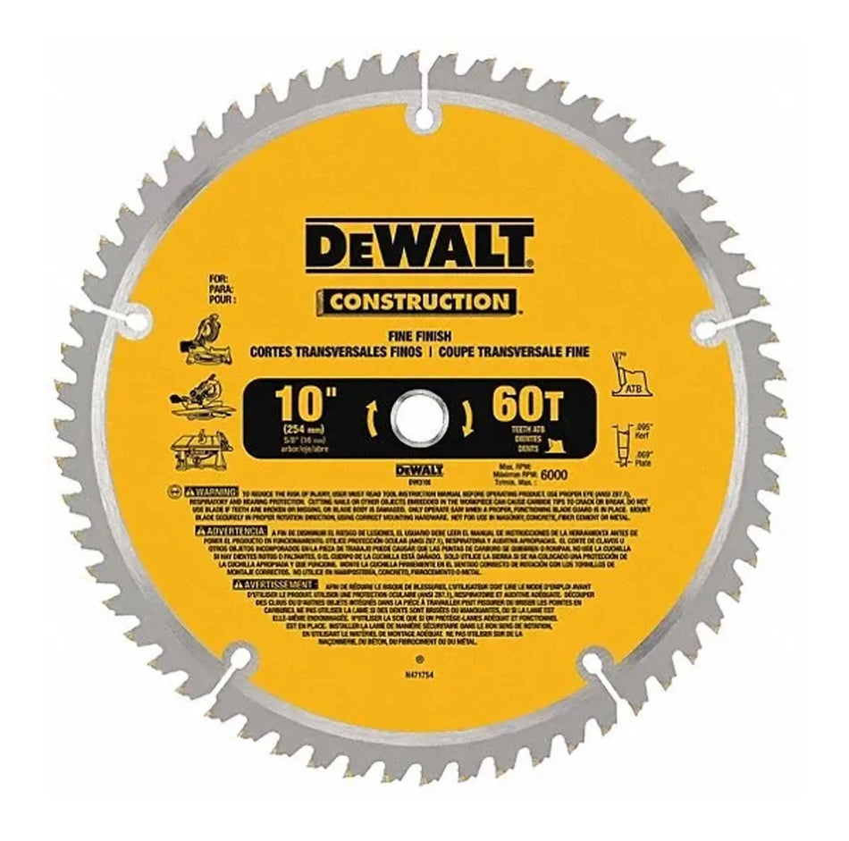 10-INCH 60-TOOTH SAW BLADE DW3106 DEWALT