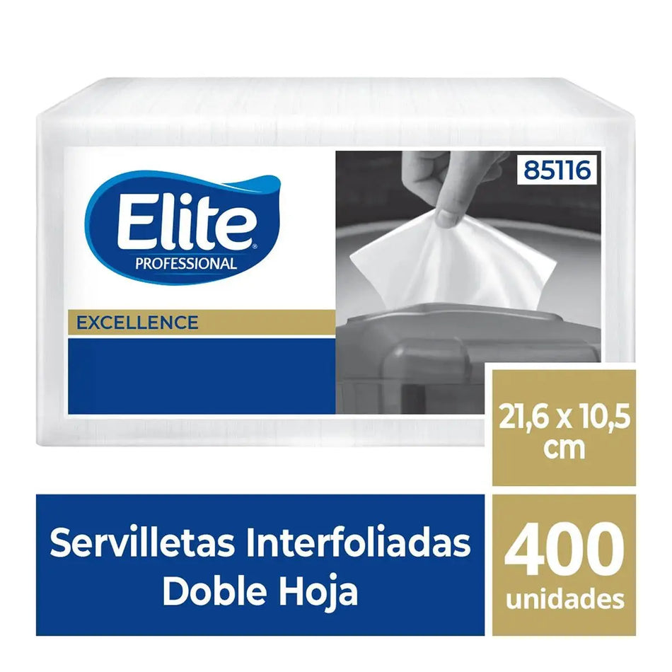 SERVILLETA DISPENSADOR 400 UNID DOBLE HOJA ELITE 85116