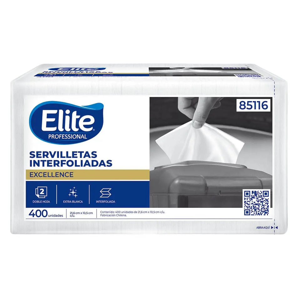 SERVILLETA DISPENSADOR 400 UNID DOBLE HOJA ELITE 85116