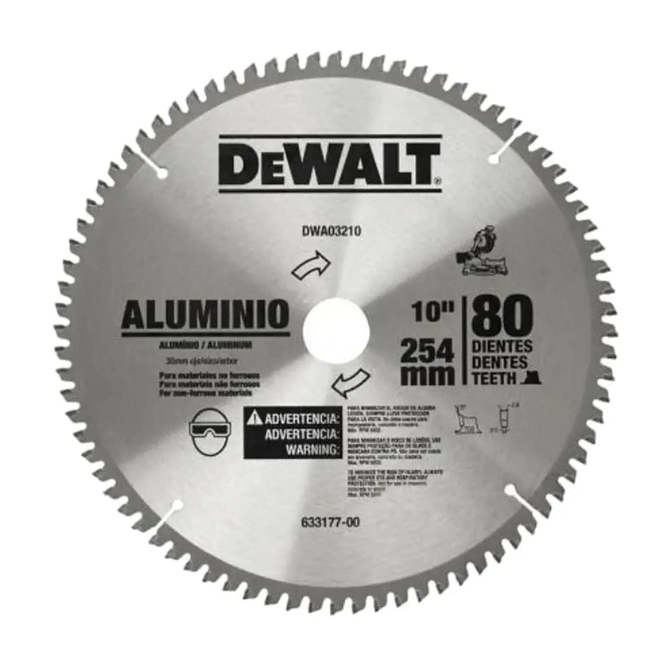 DISCO SIERRA 10 PULG 80 DT ALUM DWA03210 DEWALT