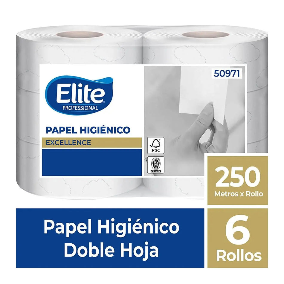 PAPEL HIGIENICO D/HOJA 250 MTS (6 ROLLOS) ELITE 50971