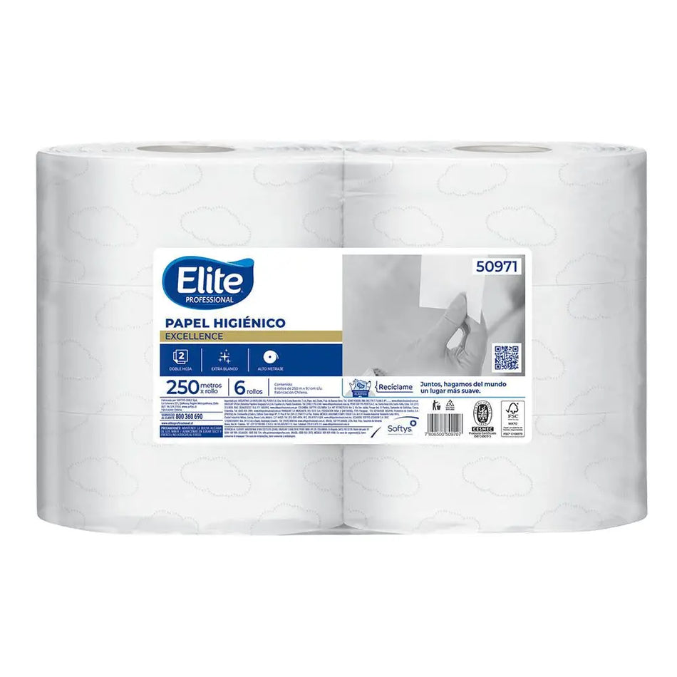 PAPEL HIGIENICO D/HOJA 250 MTS (6 ROLLOS) ELITE 50971