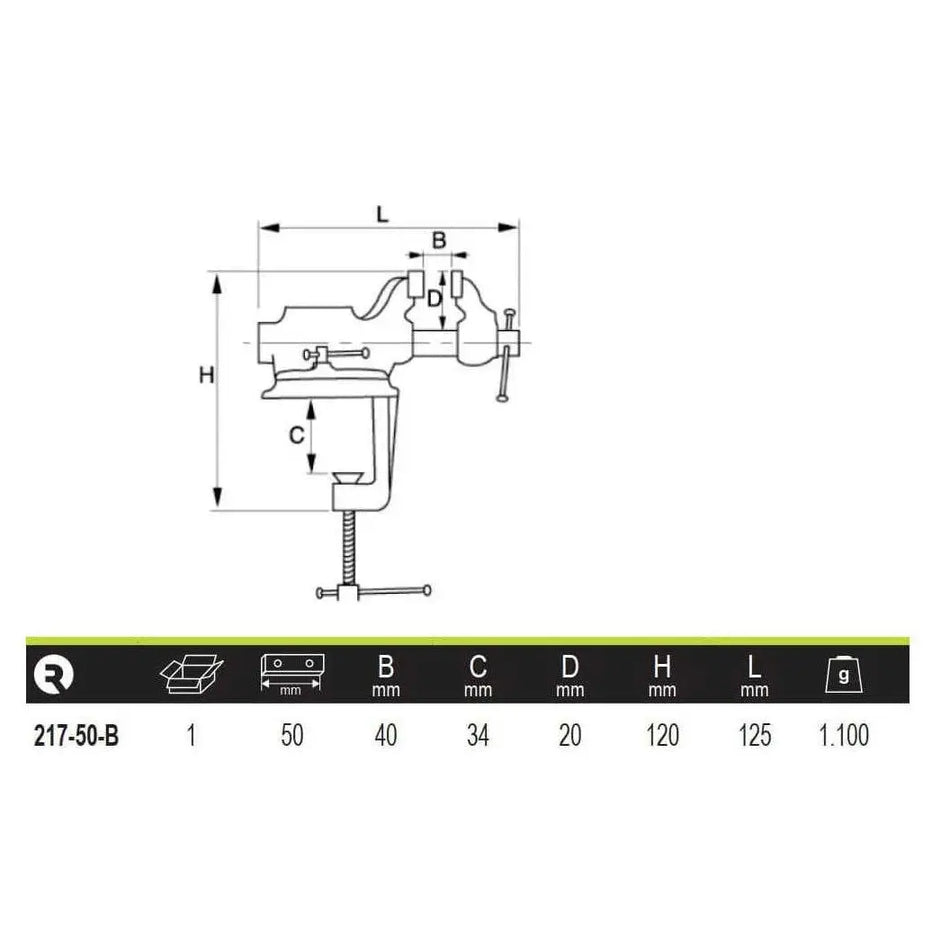 TORNILLO DE BANCO 2 PULG GIRATORIO 217-50-B IRIMO