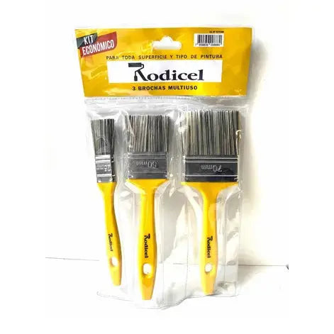 JUEGO BROCHAS ECONOMICAS RODICEL 3 PZ 25/50/70 MM