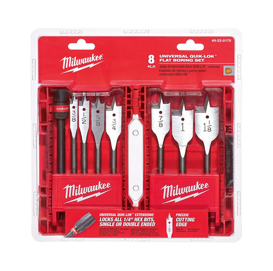 JUEGO BROCAS PALETA 3/8-1 PULG 8 PZ MILWAUKEE 49-22-0175
