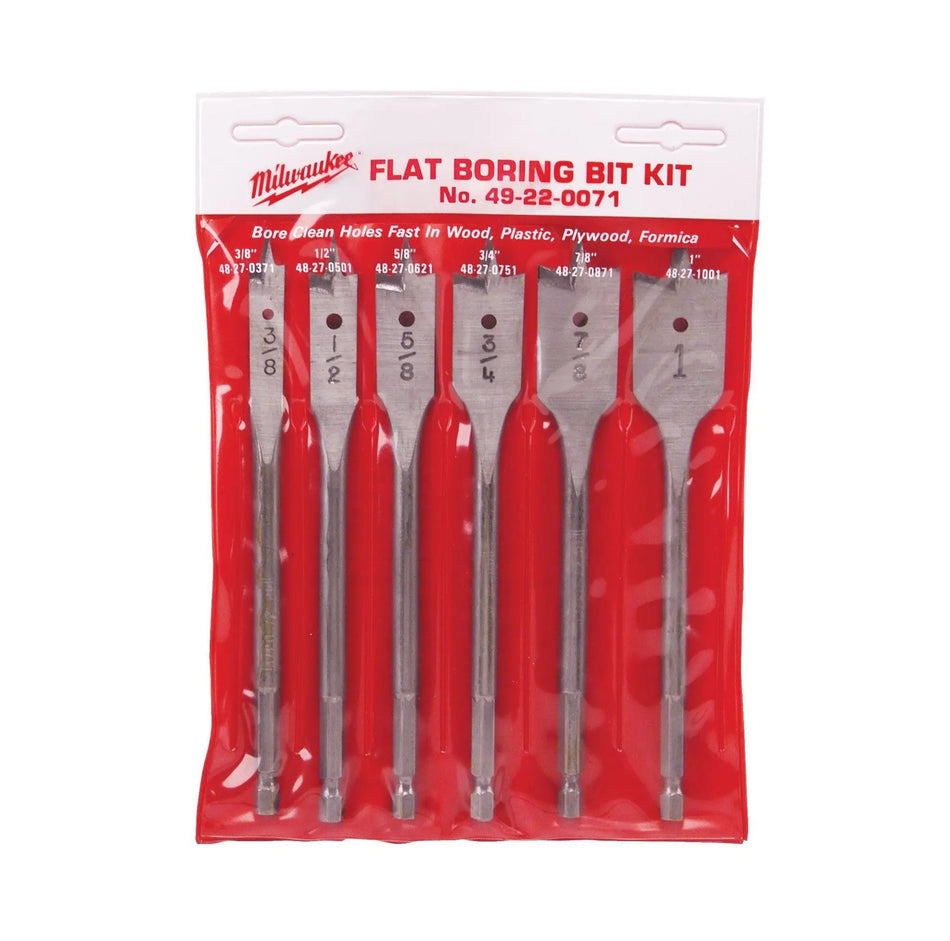 JUEGO BROCAS PALETA 3/8-1 PULG 6 PZ MILWAUKEE 49-22-0071