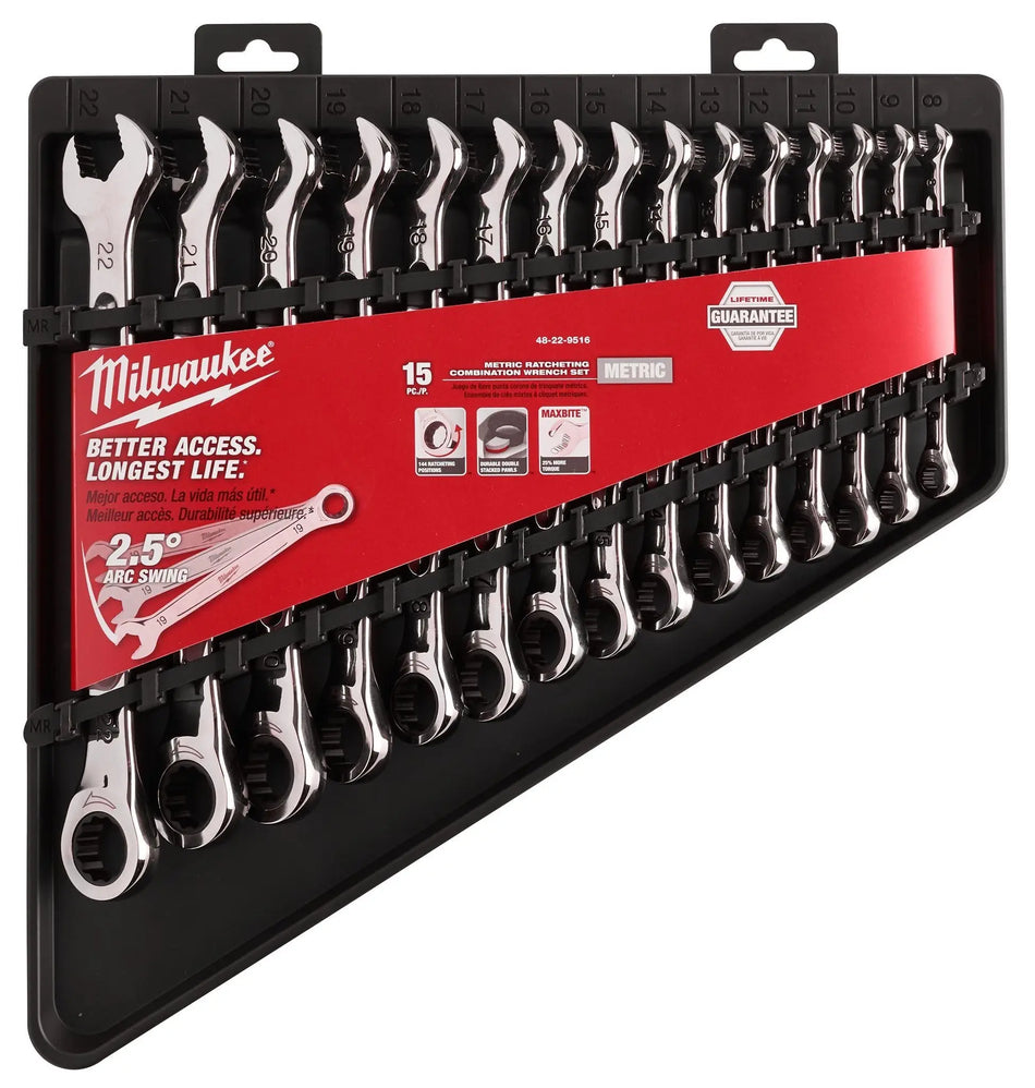 JUEGO LLAVES BOCA C/CHICHARRA 8 - 22 MM 15 PZ MILWAUKEE 48-22-9516