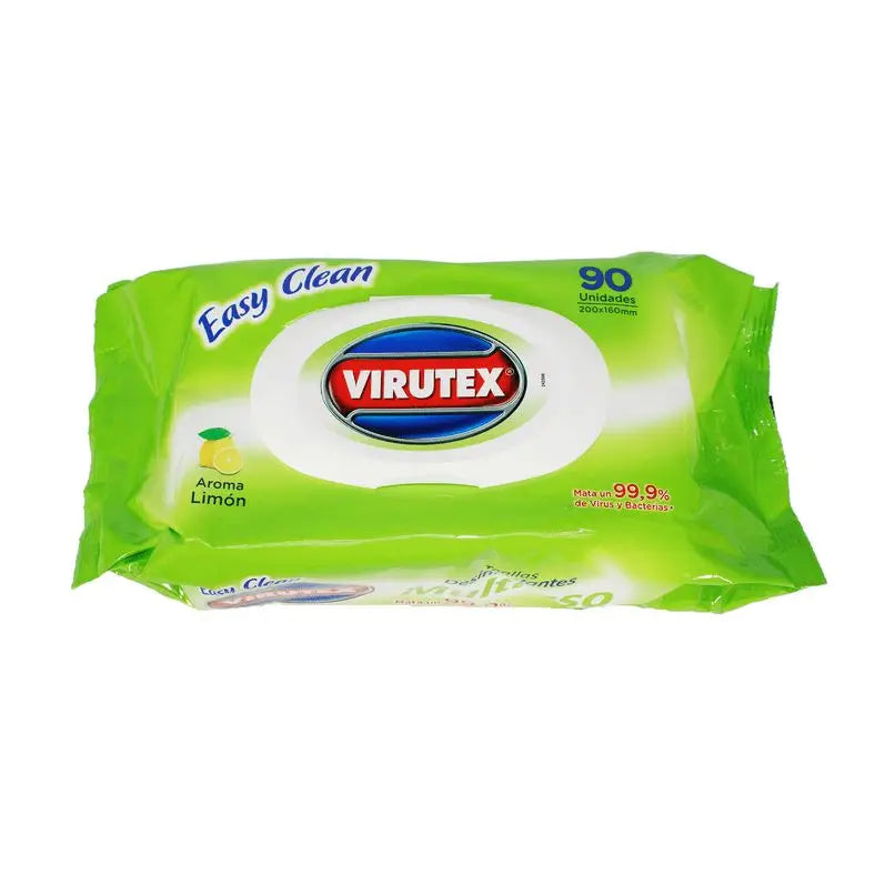 TOALLA DESINFECTANTE VIRUTEX 90 UNID POUCH LIMON 1101551