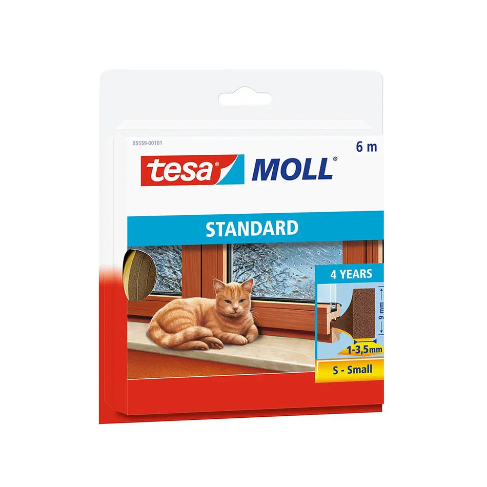 TESA P-PROFILE RUBBER SEAL FOR DOORS AND WINDOWS, 6 M, WHITE, 2-5 MM