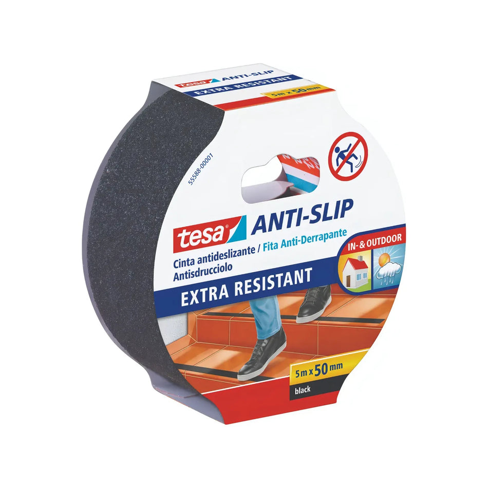 CINTA ANTIDESLIZANTE 50 MM X 5 MTS NEGRA 55588 TESA