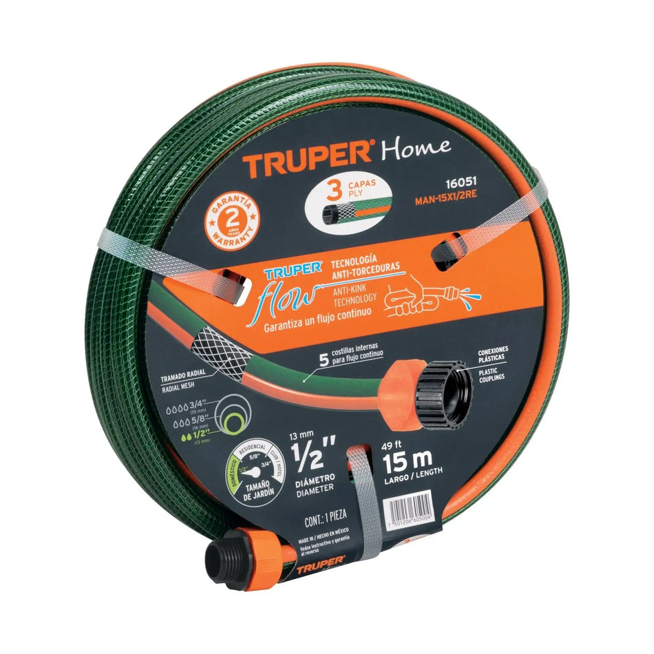 15 M GARDEN HOSE WITH FITTINGS 16051 TRUPER