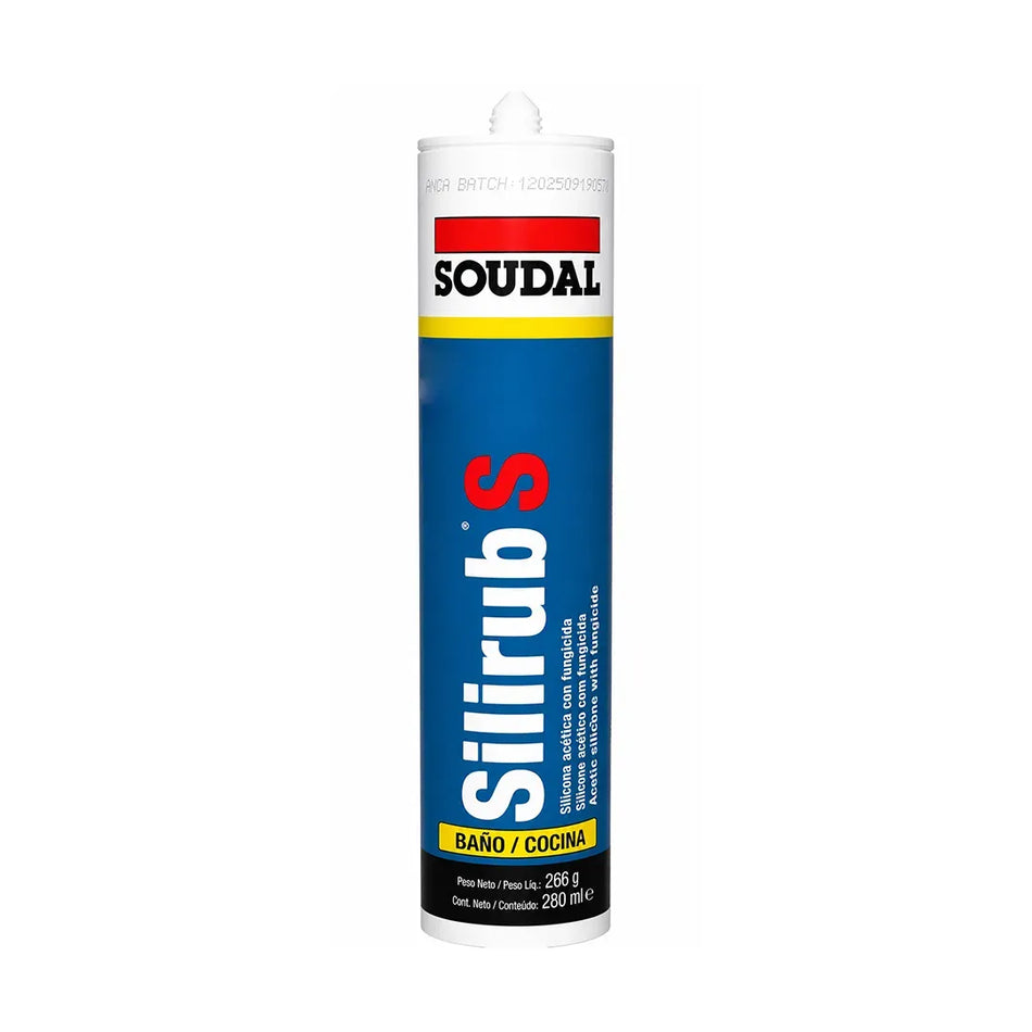 SILICONA ACETICA TRANSPARENTE 300 ML C/FUNGICIDA SOUDAL 121273