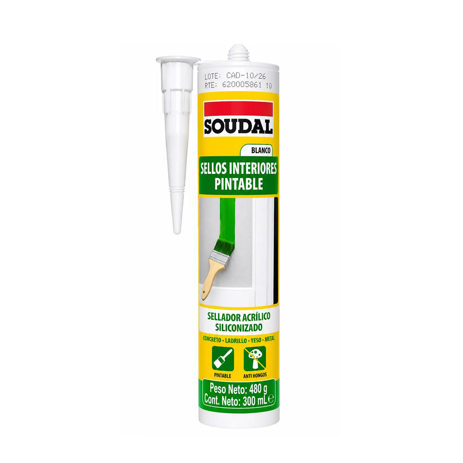 SELLADOR ACRILICO PINTABLE BLANCO 138094 SOUDAL