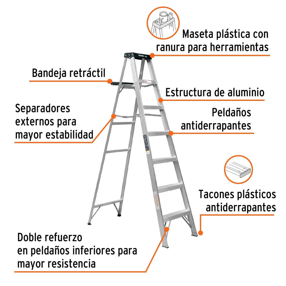 ESCALERA ALUMINIO TIPO TIJERA 2.1 MTS EST-36 10437 TRUPER