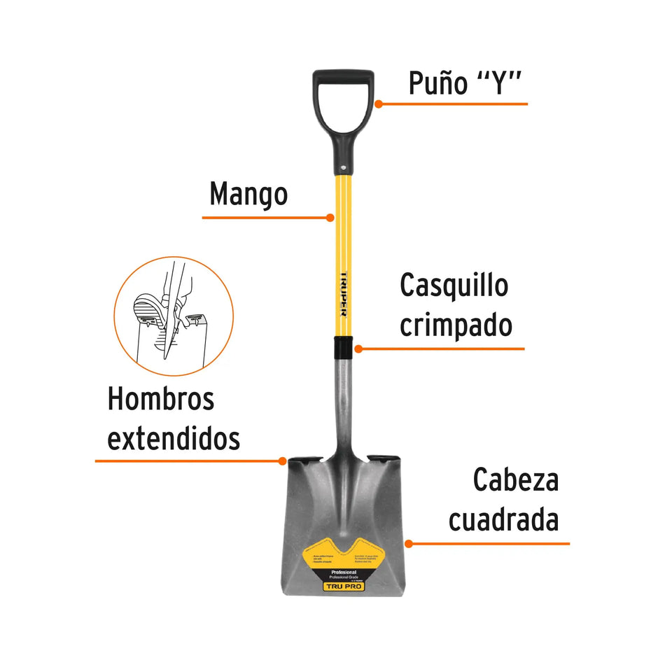 PALA CUADRADA CON MANGO FIBRA PCY-F TRUPER 17151