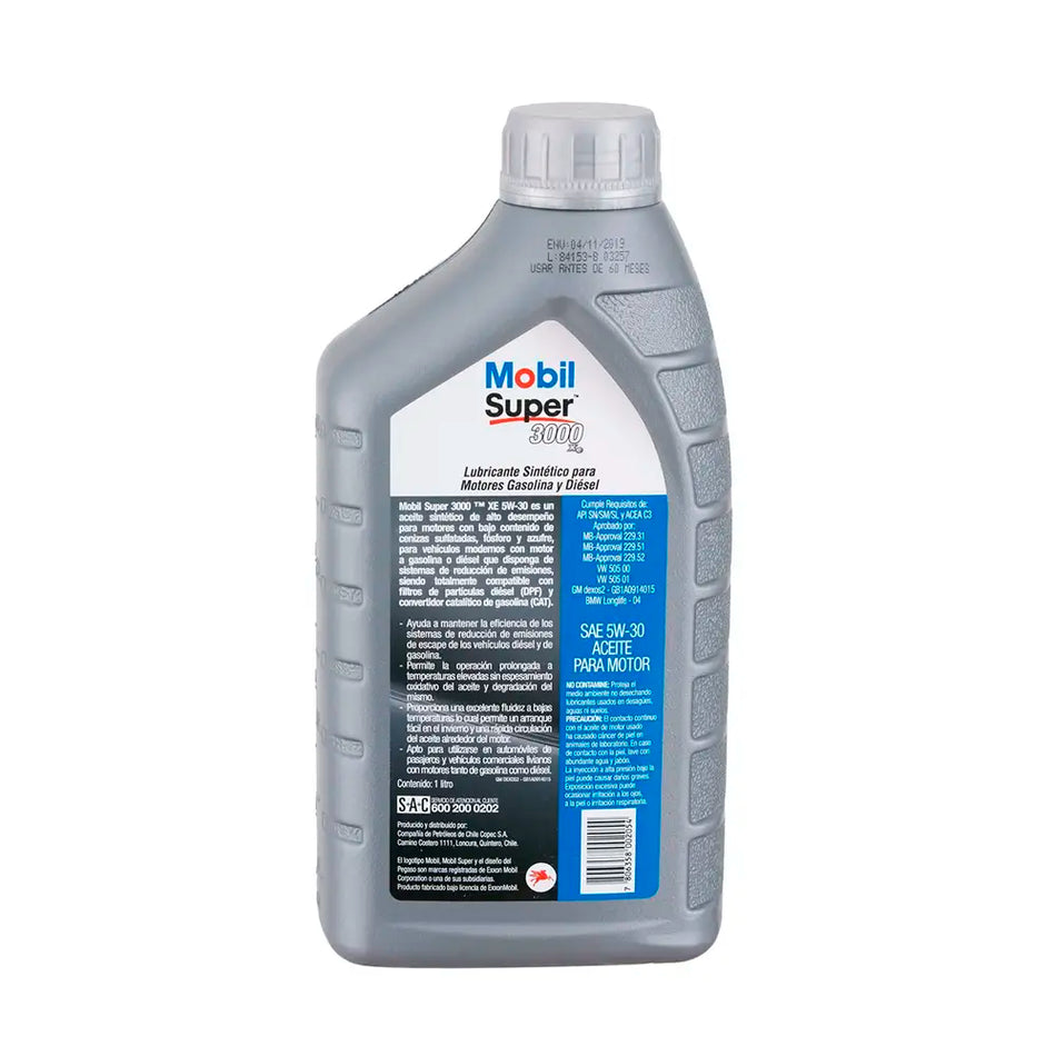 ACEITE MOTOR 5W30 MOBIL SUPER 3000 LITRO