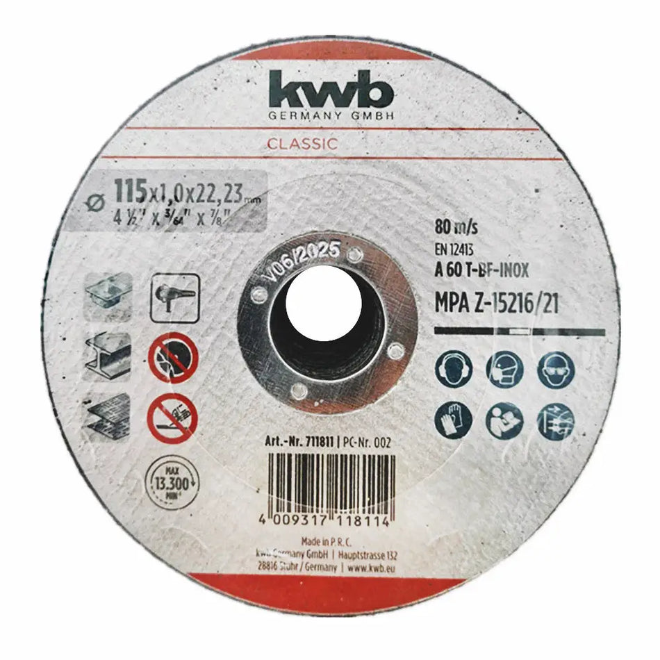 DISCO CORTE 115 X 1.0 MM INOX 711811 KWB***