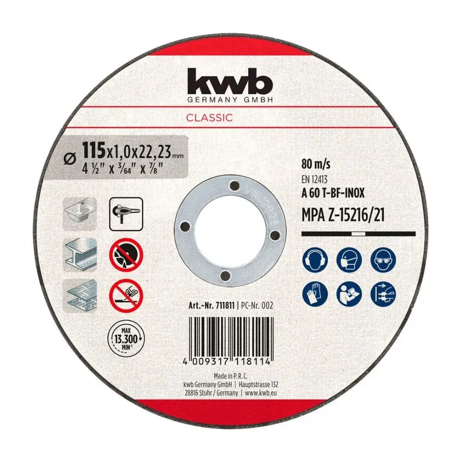 DISCO CORTE 115 X 1.0 MM INOX 711811 KWB***