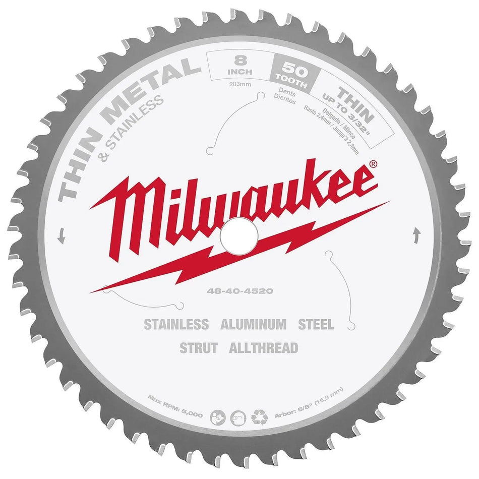 DISCO SIERRA 8 PULG 50 DT METALICO 48-40-4520 MILWAUKEE 194