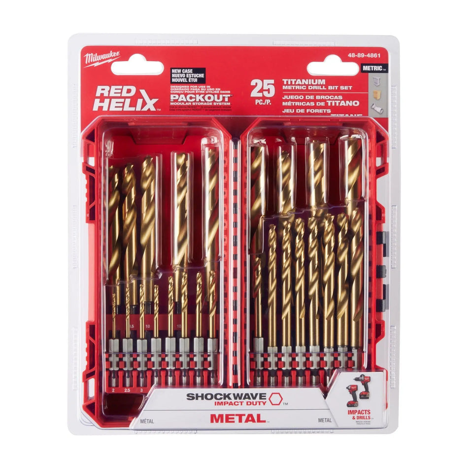 JUEGO BROCAS TITANIO 1-13 MM 25 PZ MILWAUKEE 48-89-4861