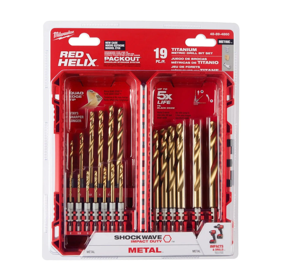 JUEGO BROCAS TITANIO 1-10 MM 19 PZ MILWAUKEE 48-89-4860