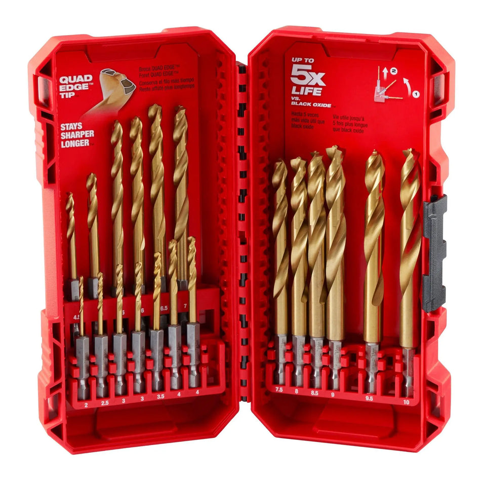 JUEGO BROCAS TITANIO 1-10 MM 19 PZ MILWAUKEE 48-89-4860