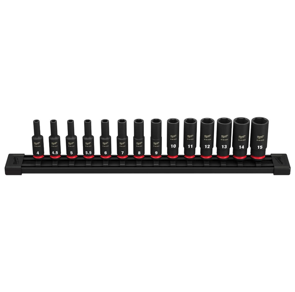JUEGO DADOS ENC 1/4  14PZ LARGOS IMPACTO 4-15 MM MILWAUKEE 49-66-7003